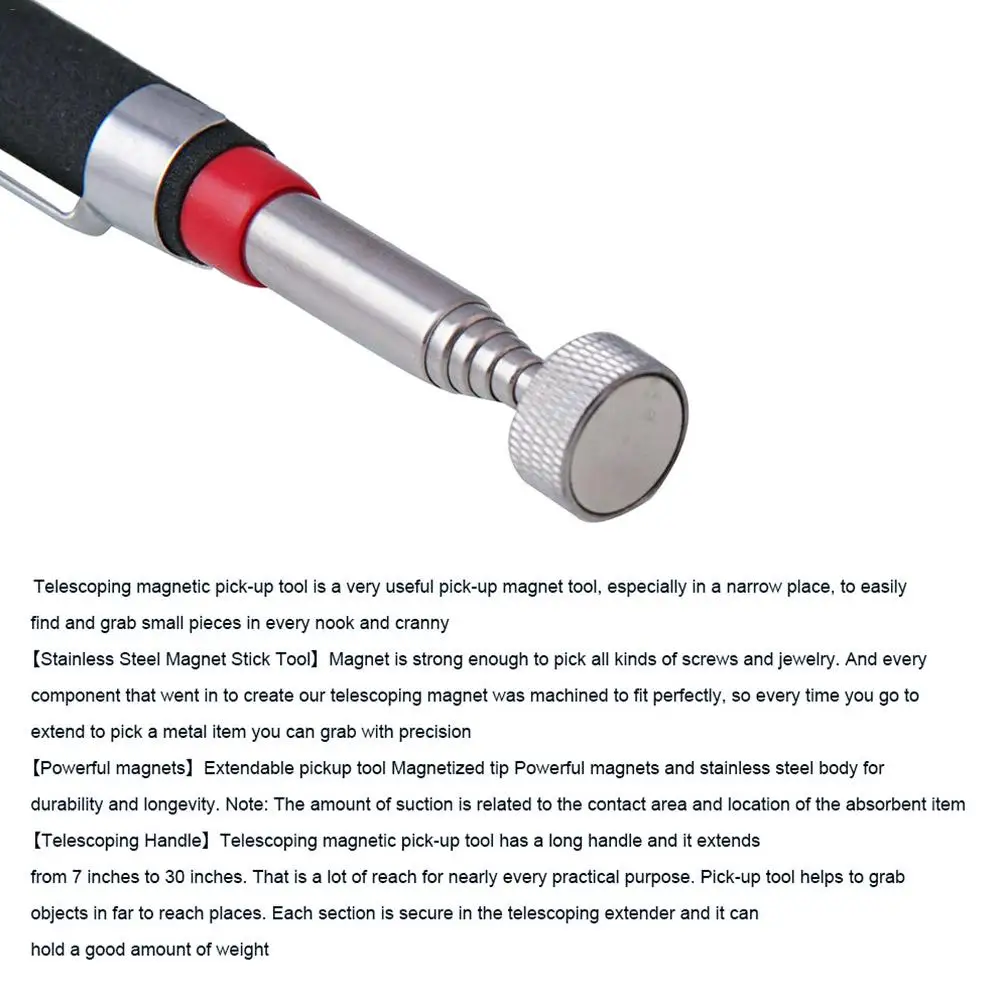 

Telescoping Magnetic Pick Up Tool Telescopic Magnet Stick Extended to 30inch For Auto Repairer Carpentry Strong Magnet Head