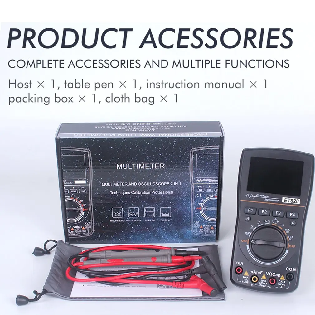 2 In 1 Professional 2.4inch Color Screen Digital Display Oscilloscope Multimeter DIY Electronic Test 1MHz Bandwidth | Инструменты