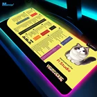 Коврик для мыши с ярлыком для офисного стола RGB, Защитный Настольный коврик для мыши на запястье, Светодиодный светящийся коврик для клавиатуры, коврик для мыши, большой Настольный коврик Xl