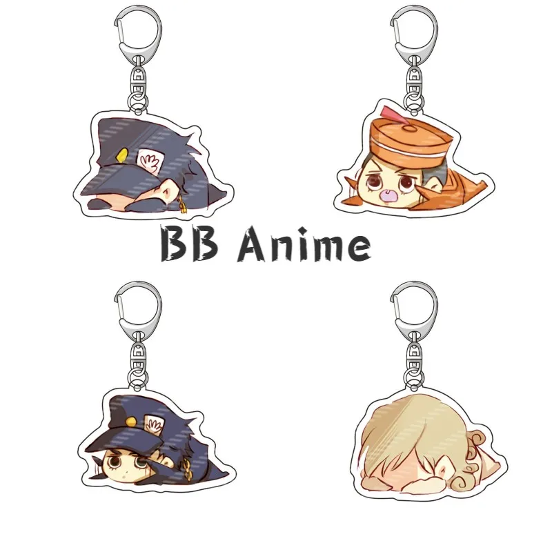 

JOJO Bizarre Adventure Keychain Anime Acrylic keyring Cartoon Figure Kujo Jotaro Kira Yoshikage Caesar Pendent Key chain