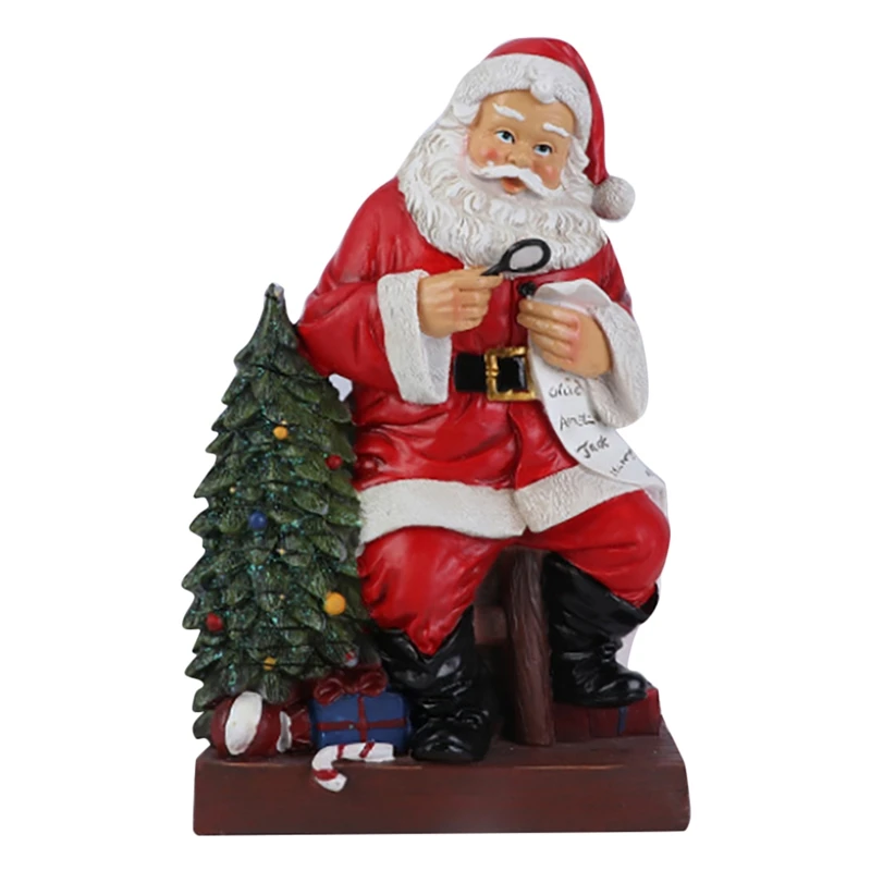 

1Pcs Santa Claus Sculpture Christmas Doll Resin Ornament Figurine Holiday New Year Hristmas Table Decoration