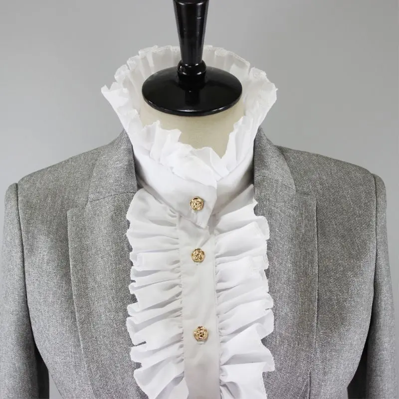 

Womens Victorian Vintage Palace Half Shirt Blouse Stand-Up Ruffles Fake Collar