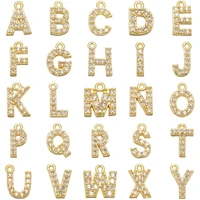 zhukou 8x8 5mm brass cubic zirconia crystal 26 letter charms pendants for women necklace earring jewelry accessories modelvd545