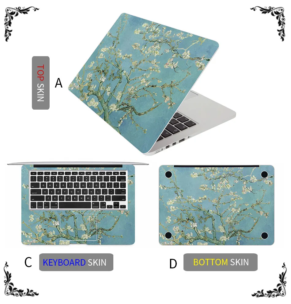 Миндальный Цветок Живопись Ван Гога наклейка для ноутбука Наклейка на MacBook Pro Air retina 11 12 13 15 дюймов Mac полное покрытие кожи ноутбука