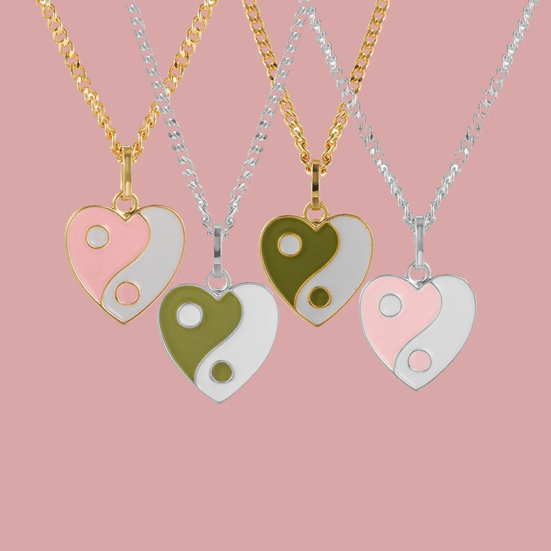 

Heart Shape Tai Chi Paired Pendant Necklaces For Women Men Teens Trendy Classic Yin Yang Paired Couple Necklace Fashion Jewelry