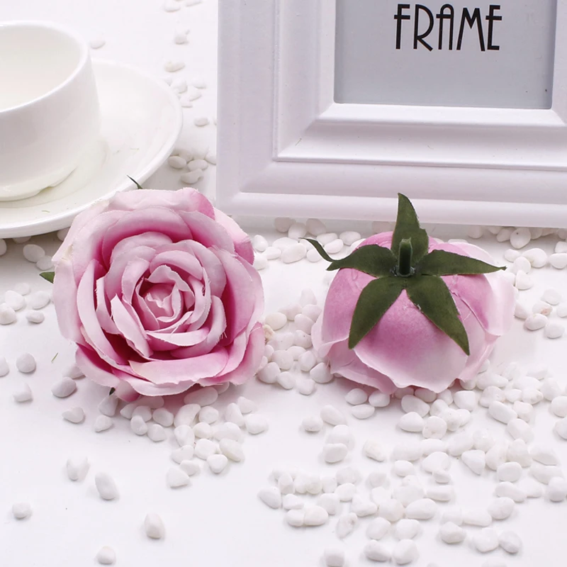 

50 Pcs / Lot Retro 7Cm Silk Rose Fake Artificial Flower Head DIY Background Wall Wedding Party Home Decoration