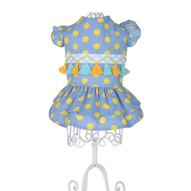 

2021 Summer Dog Dress Puppy Dog Accessory Pet Clothes Comfortable Dots Cloth Cute Pet Vest Shirt Dog Skirt Pet Dress Ruffles
