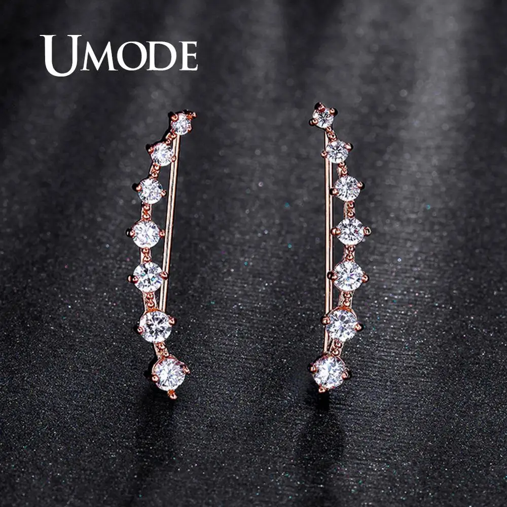 UMODE,, серьги-гвоздики с четырьмя зубцами, CZ Кристалл, розовое золото, серьги-гвоздики, ювелирное изделие для женщин, новинка, Brincos UE0197A - Окраска металла: Rose Gold