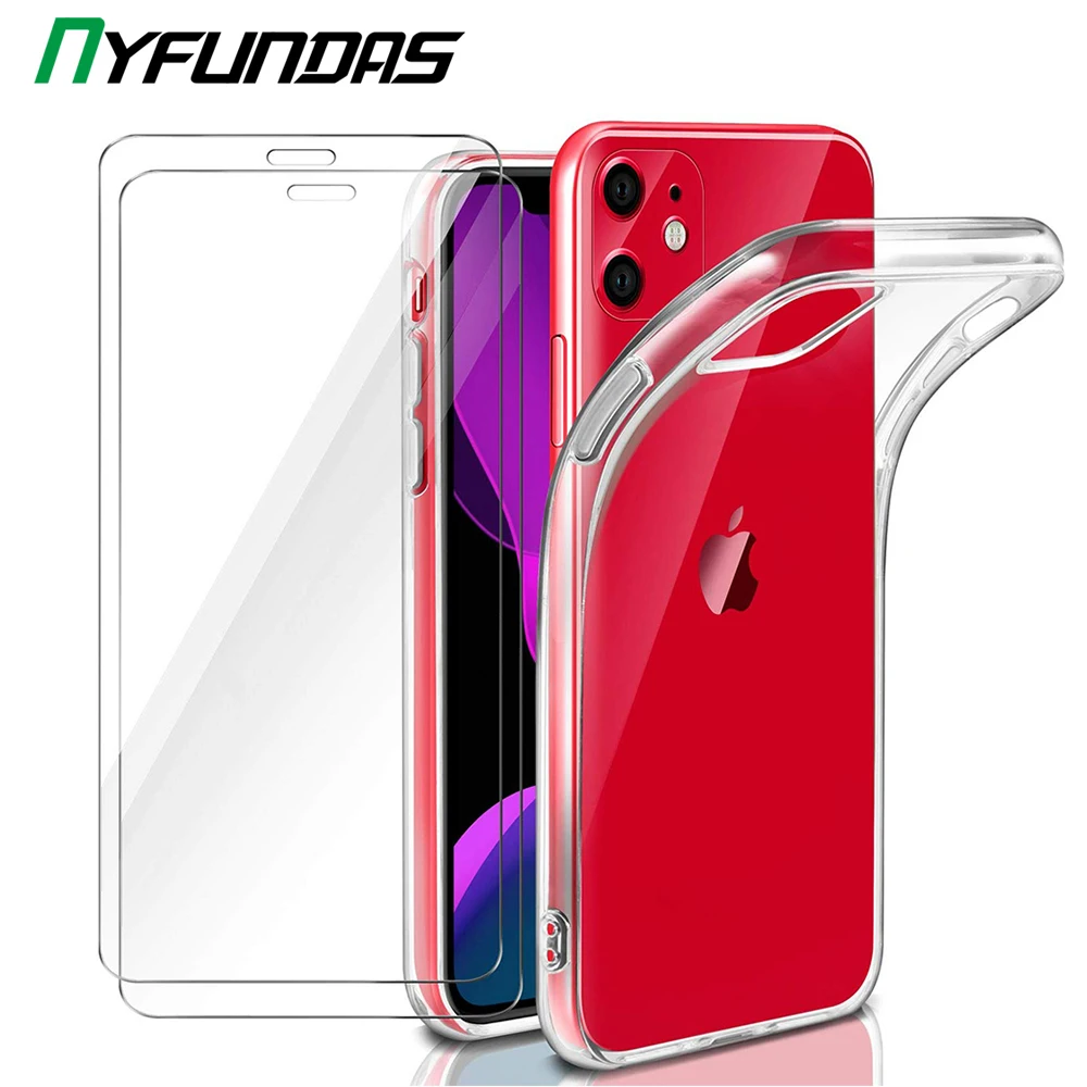 Чехол для Iphone 11 Pro Max XR XS MAX 8 7 6 6S Plus X + Защитная пленка экрана из закаленного стекла