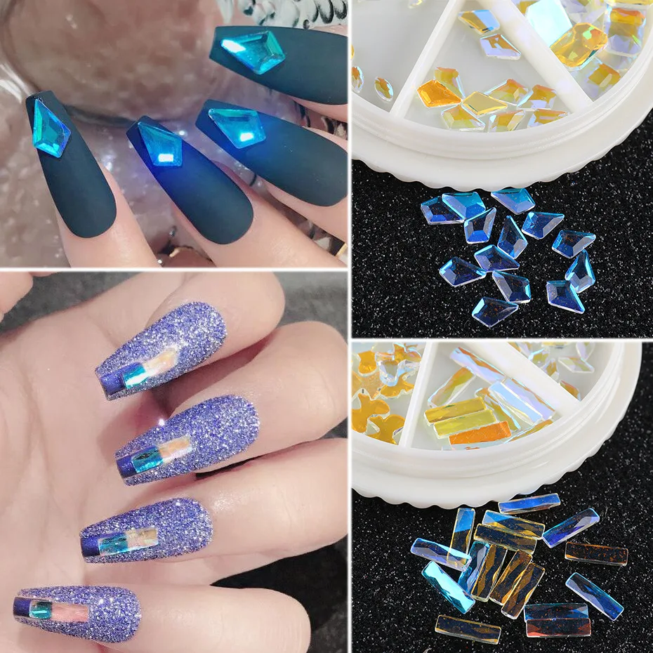 

60pcs 3D Nail Rhinestones Aurora Flatback Diamond Stone Nail Art Accessories Colorful Crystal Gems Charm Jewelry Manicure