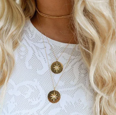 Богемные звезды бусины круглая подвеска-кристалл на цепочке золотое ожерелье