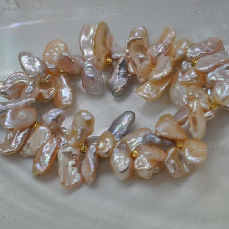 Уникальный браслет из 2 редких барокко keshi с натуральным жемчугом эластичный