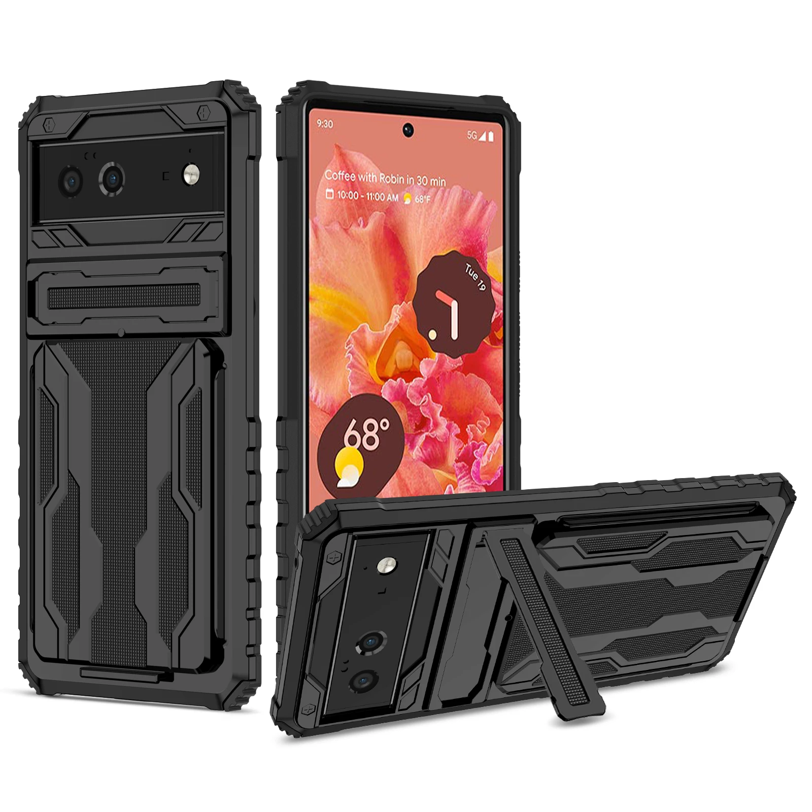 

Military Grade Shockproof Armor Case For Google Pixel 6 Card Slot Hard PC + Soft TPU Phone Cover For Google Pixel 6 Pro
