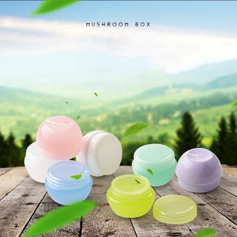 

50pcs Plastic Cream Jar Clear Colored Empty Mushroom Box Small Sample Cosmetics Containers Powder Packaging Candy Color Pot 10g