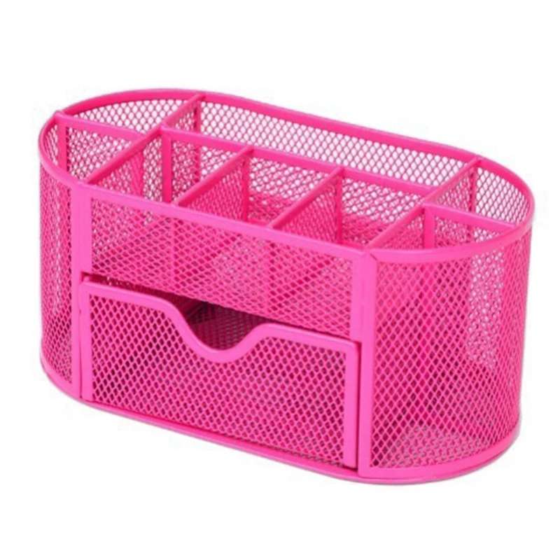 

Mesh Desk Storage Basket Mesh Design Storage Box Drawer Pencil Pen Holder Simple Multi-Functional Storage Pink