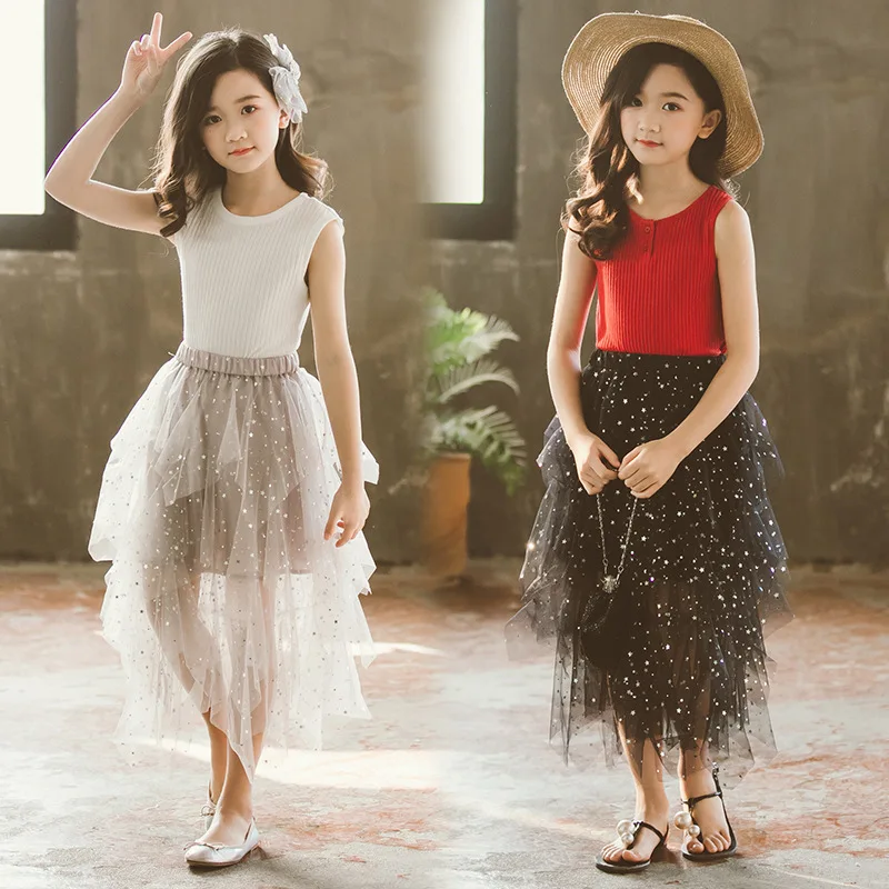 Новинка лета 2021 детская юбка для девочек необычная принцессы со звездами пляжная