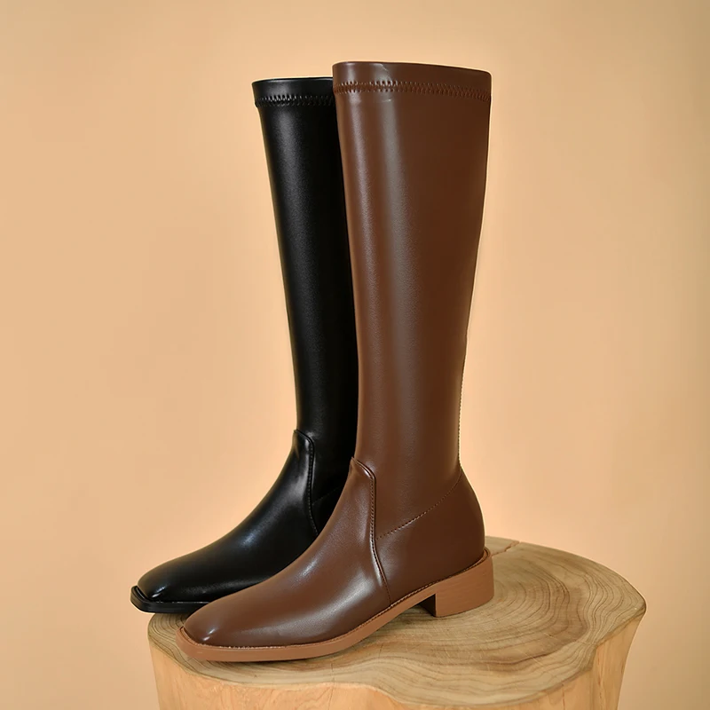 

Женские кожаные ботинки средней длины, вечерние ень-зима 2021