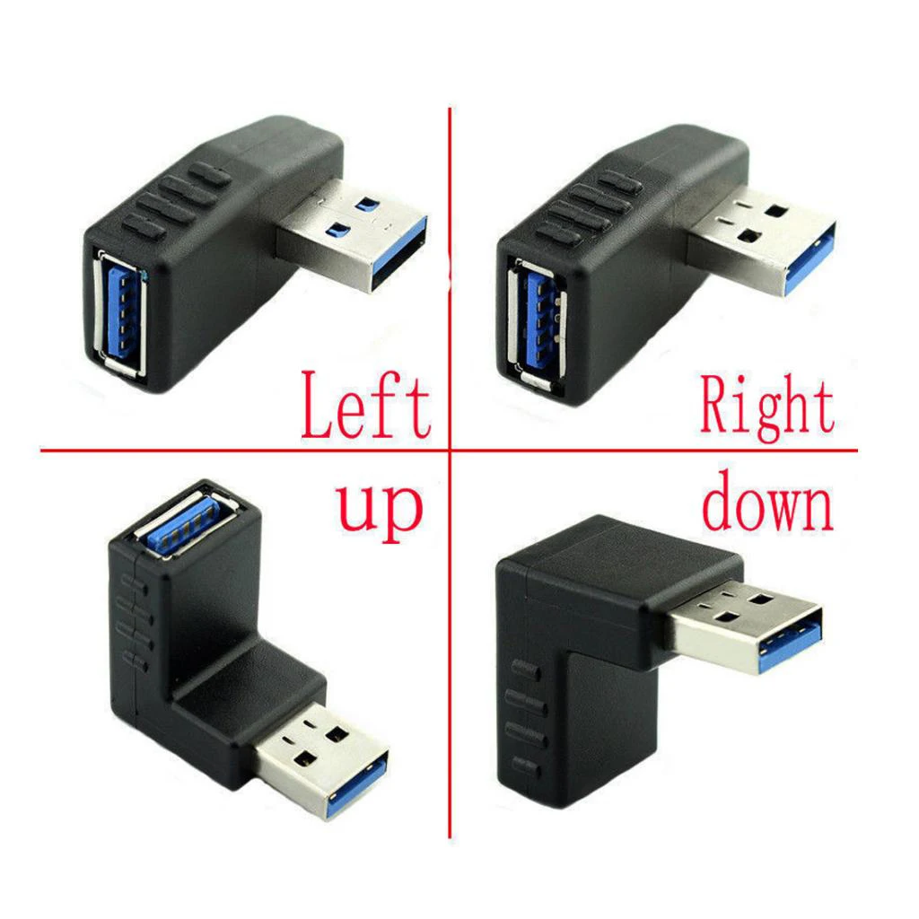 

Lovoski 4x USB Male to Female Extension Cable 90Degree Right Angle Plug