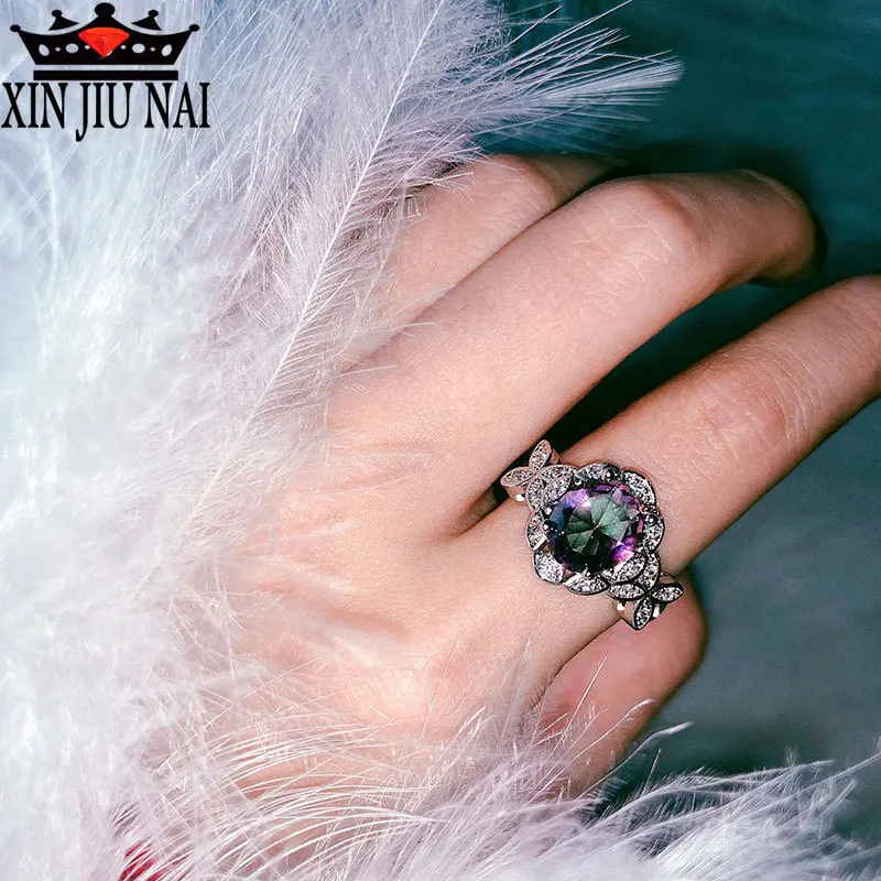 Кольцо хит семи камней в Европе и с кружевом ажурное Радужное драгоценное камни