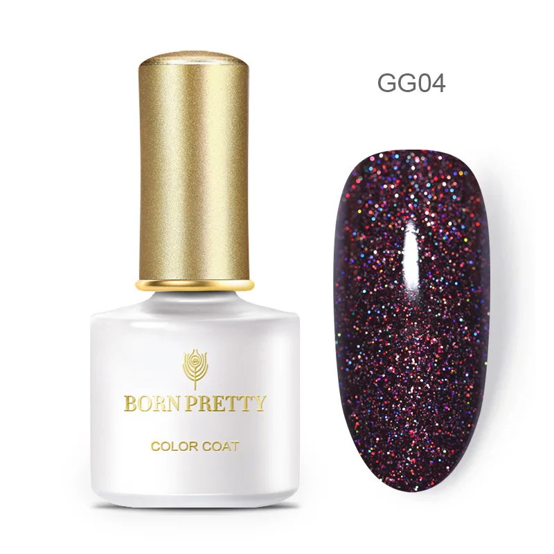 GG04 Born pretty, голографическая Лазерная лака для ногтей, Гель-лак с блестками, впитывающий УФ Гель-лак для ногтей, красочный лак для ногтей, маникюрный дизайн, сделай сам, 6 мл - Цвет: GG04