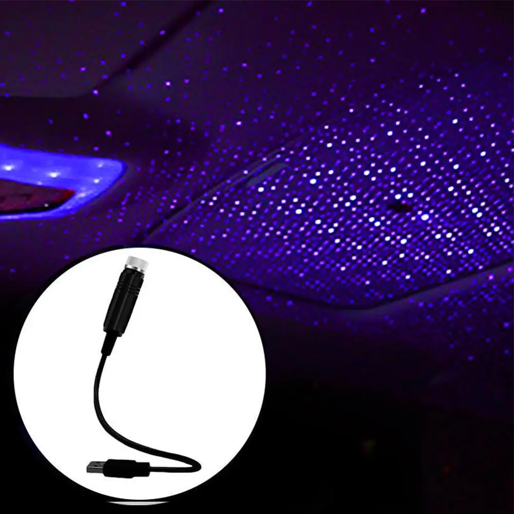 USB Car Roof Atmosphere Star Sky Lamp Home Decoration LED Projector Purple Night Light Adjustable Multiple Lighting Effects