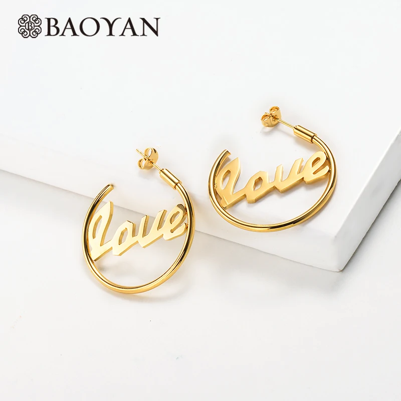 BAOYAN титановые серьги опт золотые серебряные гвоздики геометрические Круглые из