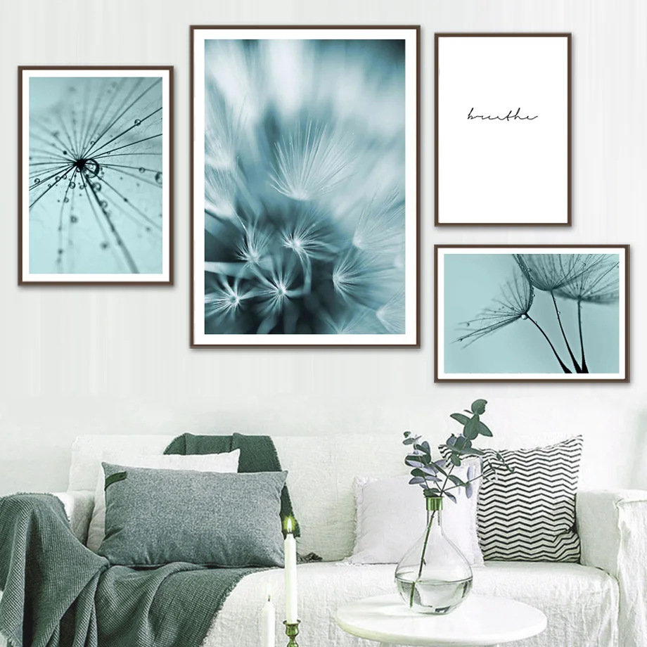 

Dandelion Water Drop Dew Plant Line Quote Wall Art Canvas Painting Nordic Posters And Prints Wall Pictures For Living Room Decor