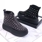 Ботинки на толстой подошве, с заклепками, Осень-зима 2021