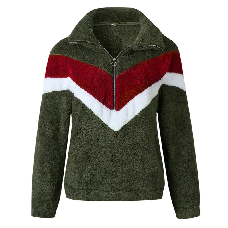 Женский свитер с высоким воротником длинными рукавами на молнии Повседневный