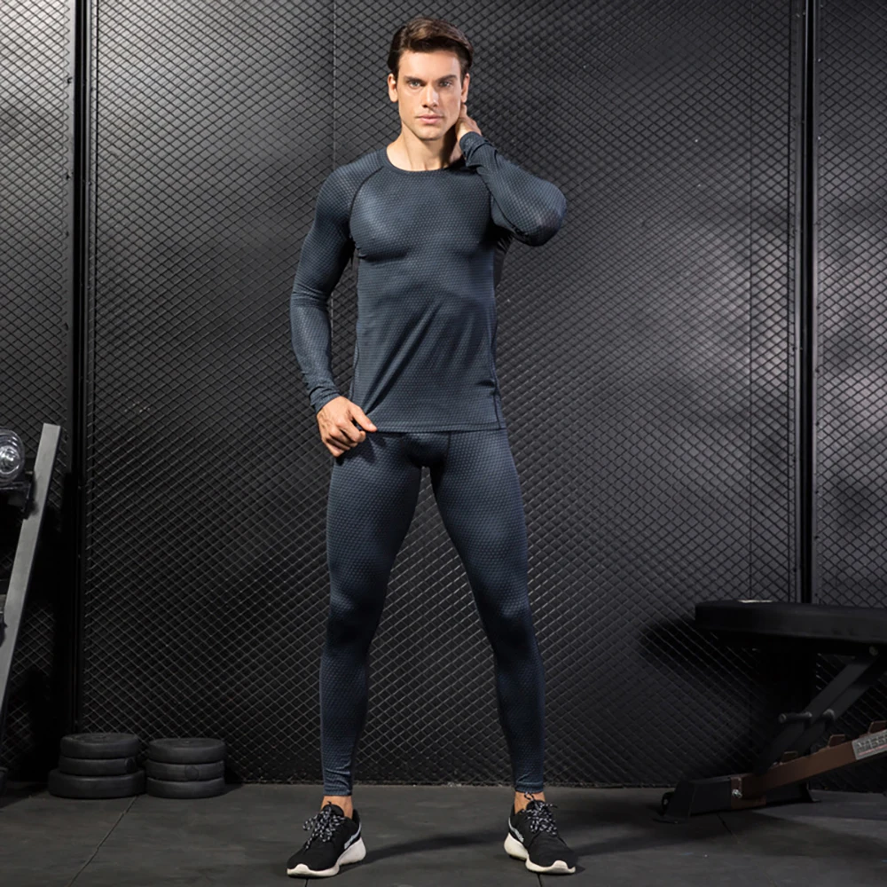 Men Sports Shirt 3D Print Quick Dry Long Sleeve Compression Underwear Running T-shirt Gym Fitness joggers Training Sportswear