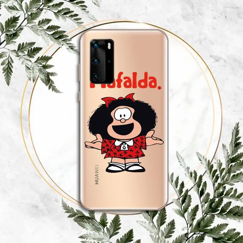 

Argentina Quino Mafalda Girl Phone Case Transparent for Huawei P honor 8 10i 20 30 40 smart 2019