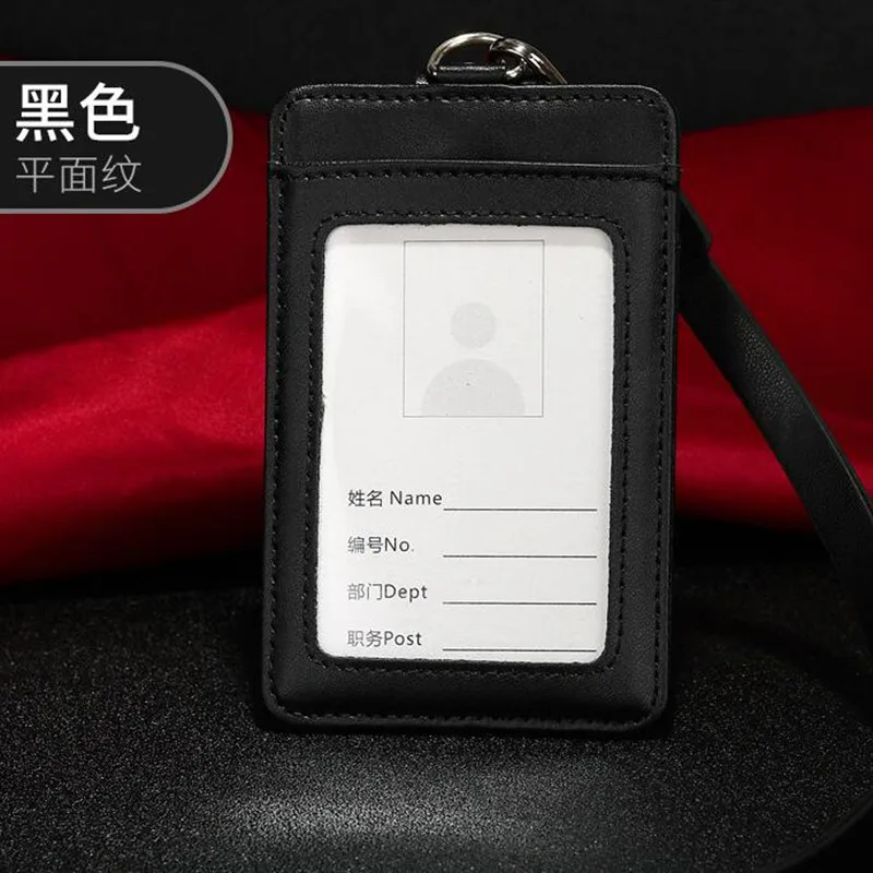 

New cowh leather vertical version of the chest ID card bag card badge sleeve padstay student bus card nurse in badge holder