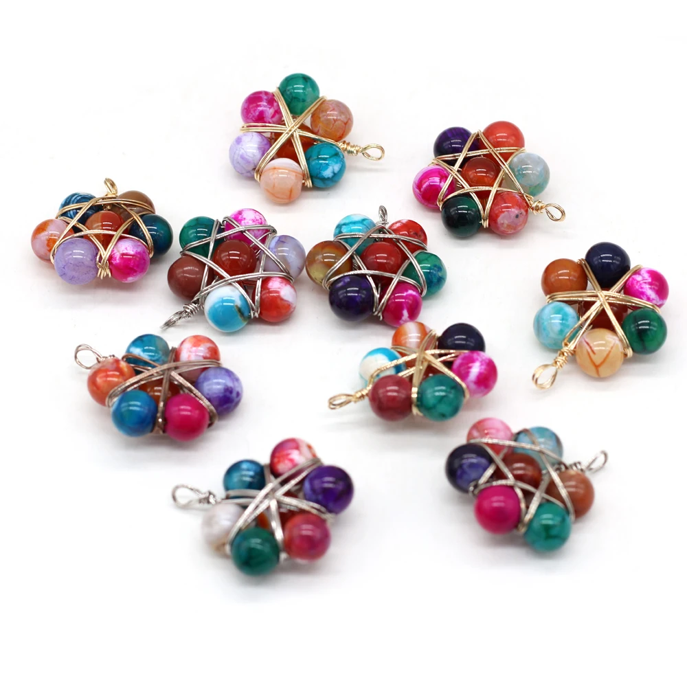 

Small Pendant Unique Design Natural Stones Winding Silver Wire Charms for Jewelry Making DIY Necklace Earring Accessories Gift
