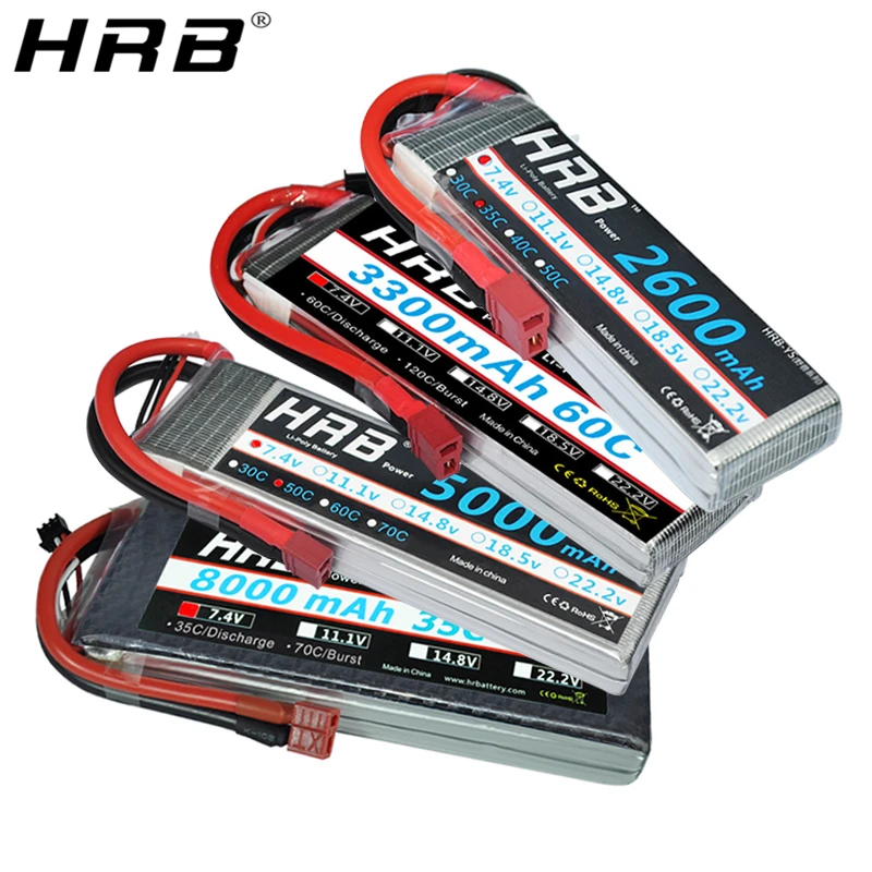 аккумулятор hrb 2s 74 в lipo 2200 мач 2600 мач 3000 м