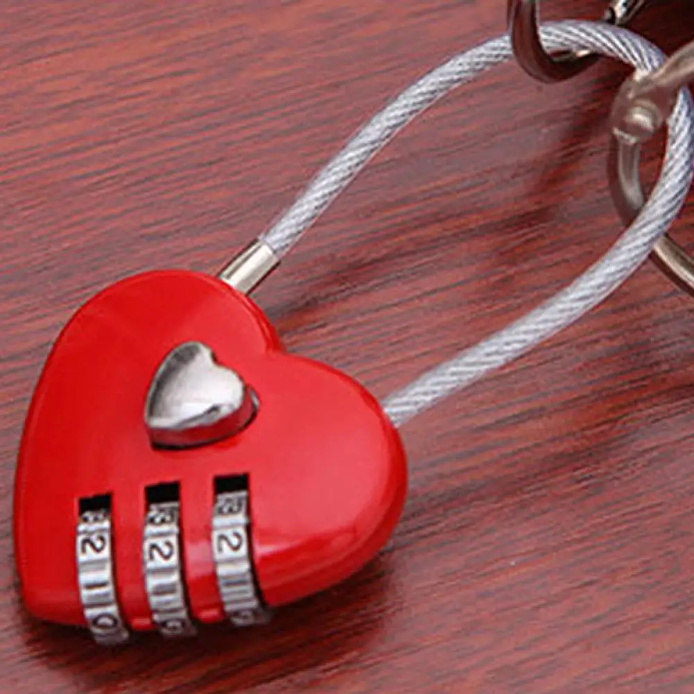 

Mini Heart Shape 3 Code Resettable Luggage Suitcase Bag Travel Lock Padlock
