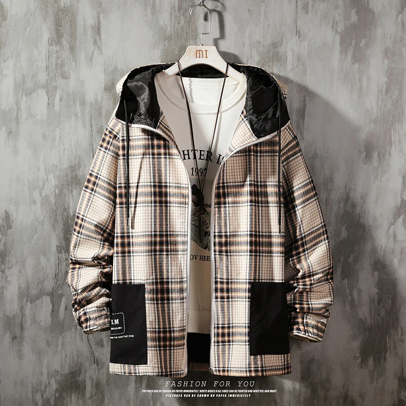 Мужская куртка Новинка осени 2020 года хлопковая клетчатая одежда брендовая