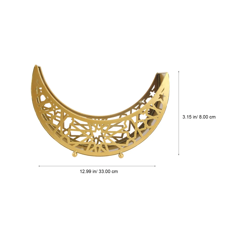 

1Pc Muslim Eid Service Plate Hollow-out Party Decor Home Tableware Golden