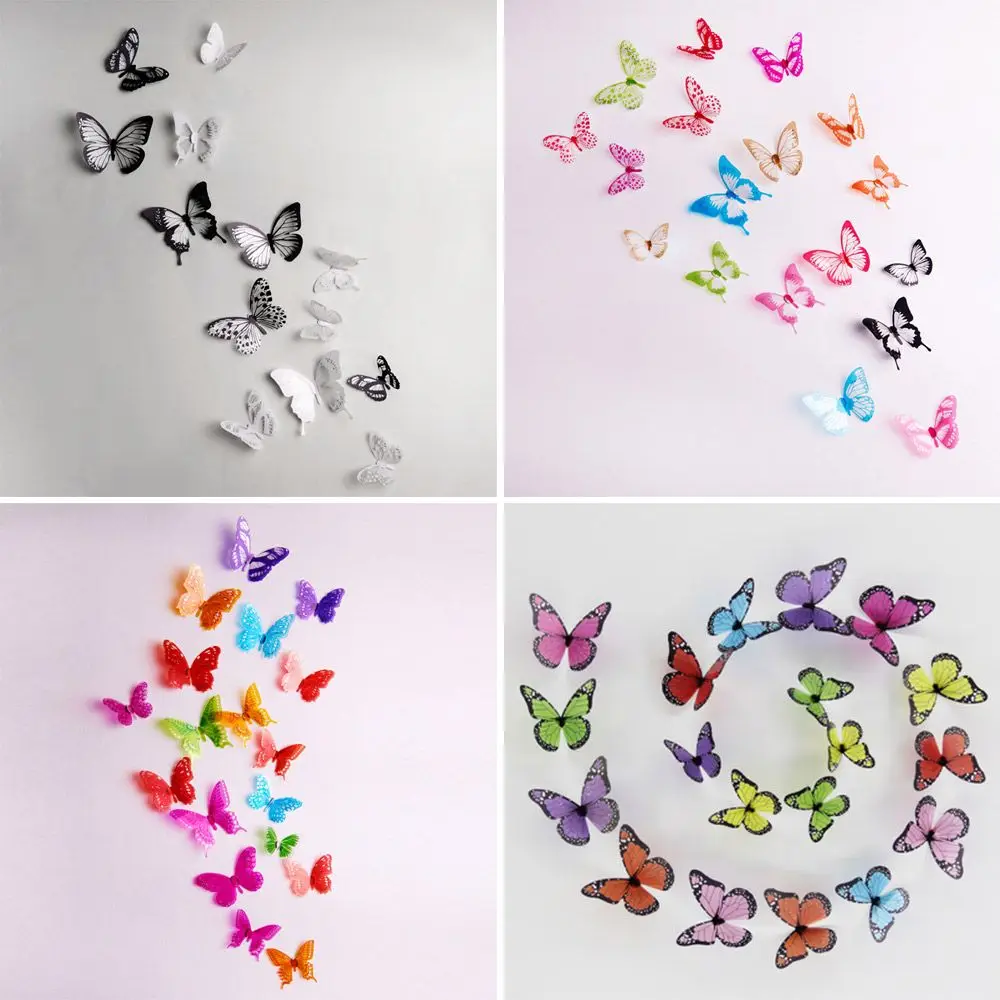 

18Pcs 3D Butterfly Sticker For Bedroom Living Room Wall Decor Colorful Wall Sticker Wedding Ornament Home Art Decoration