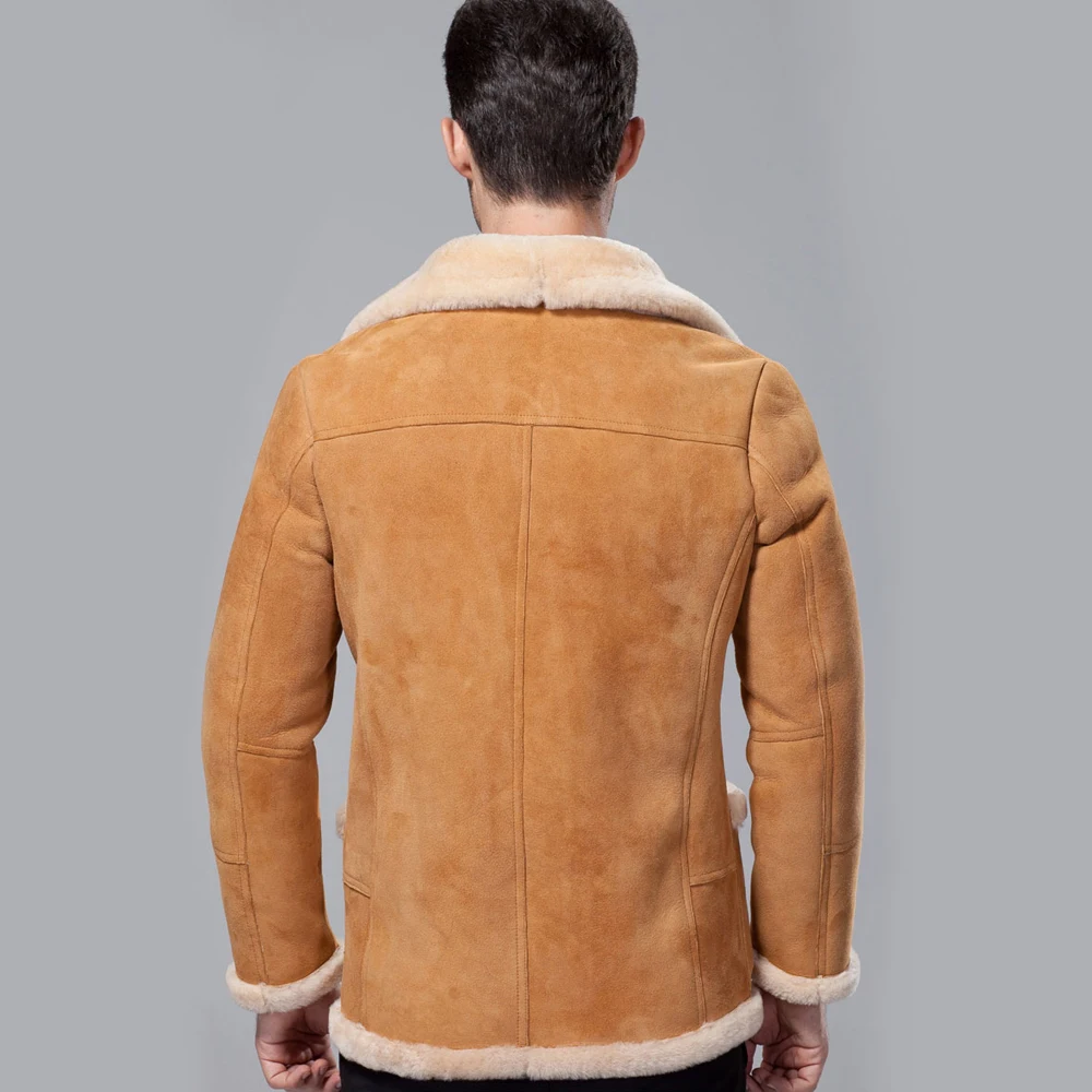 Мужское толстое пальто из натурального меха черная желтая замшевая куртка