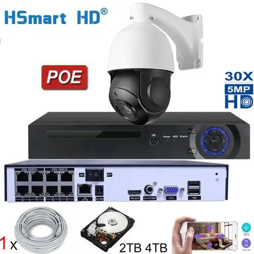 kits-1 8CH NVR POE Комплект H.265 система 4TH HDD CCTV безопасности 5MP PTZ ip-камера Открытый Onvif 30X зум водонепроницаемый Мини скоростная купольная камера - Цвет: kits-1