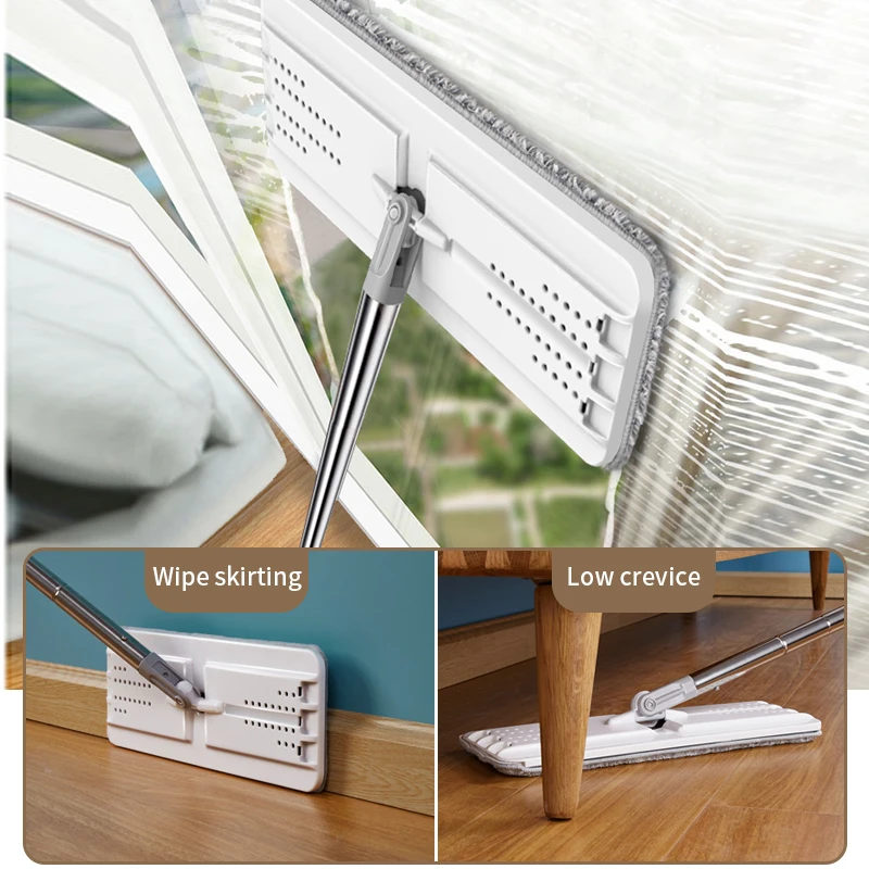 Плоская швабра и ведро отжимная микрофибра для очистки пола Швабра влажного или