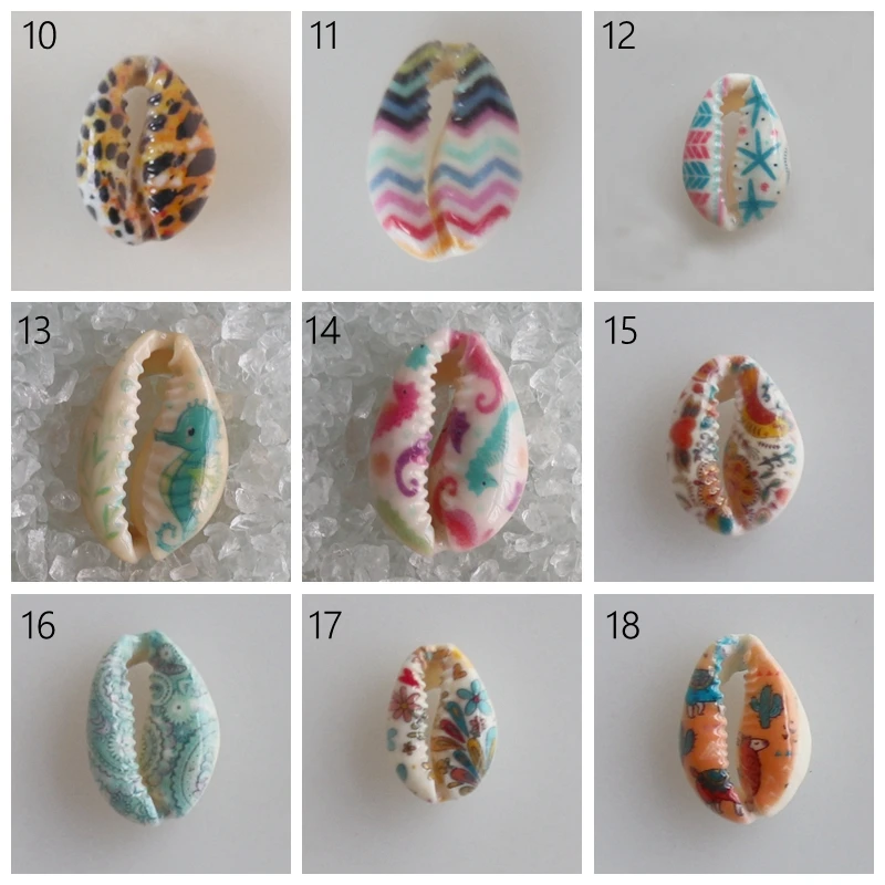 Free Shipping(12pcs/lot)35Colors Natural Cut Cowrie Shell Beads Digital Printing For DIY Jewelry Accessories | Дом и сад