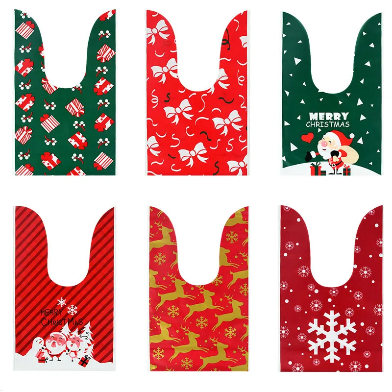 

25/50Pcs Merry Christmas Candy Bags Santa Elk Snowflake Plastic Gift Bag For Christmas New Year Party Gift Packing Pouch Navidad
