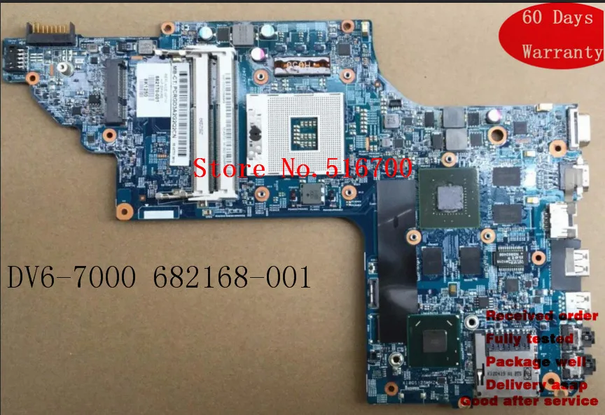 Carte Mere для HP Pavilion DV6 материнская плата DV6T 630M/1 ГБ DDR3 682168-001 работает и полностью