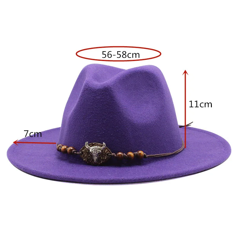 Wide Brim Wool Felt Jazz Fedora Hats Panama Style Women  Ladies Trilby Gambler Hat Fashion Party Cowboy Sunshade Cap