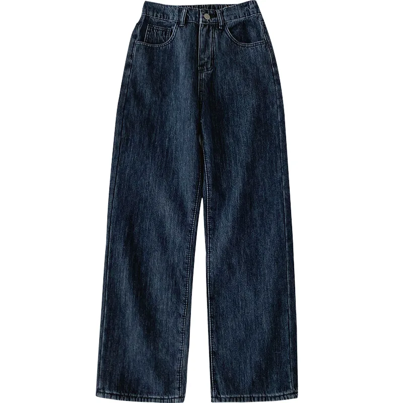 

Thicken Fleece Warm Women Jeans Winter New Solid High Waist Loose Ankle Length Female Pants