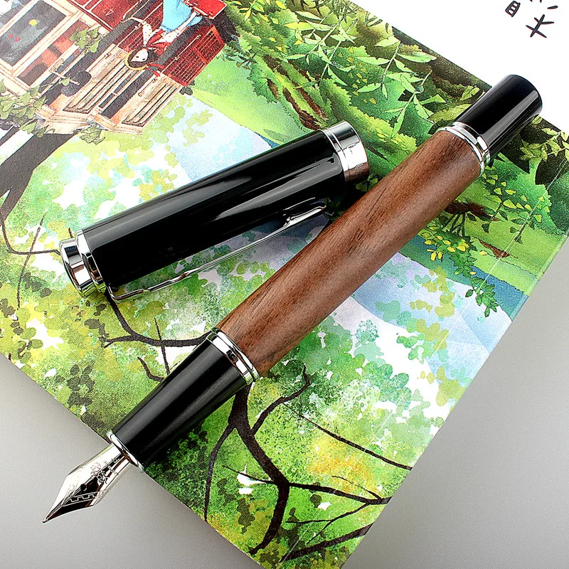Деревянная ручка перьевая Jinhao деловые чернильные ручки класса люкс красные