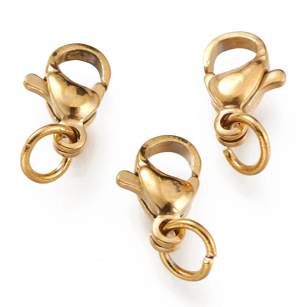 

100 шт., застежки-крючки из нержавеющей стали с ионным покрытием