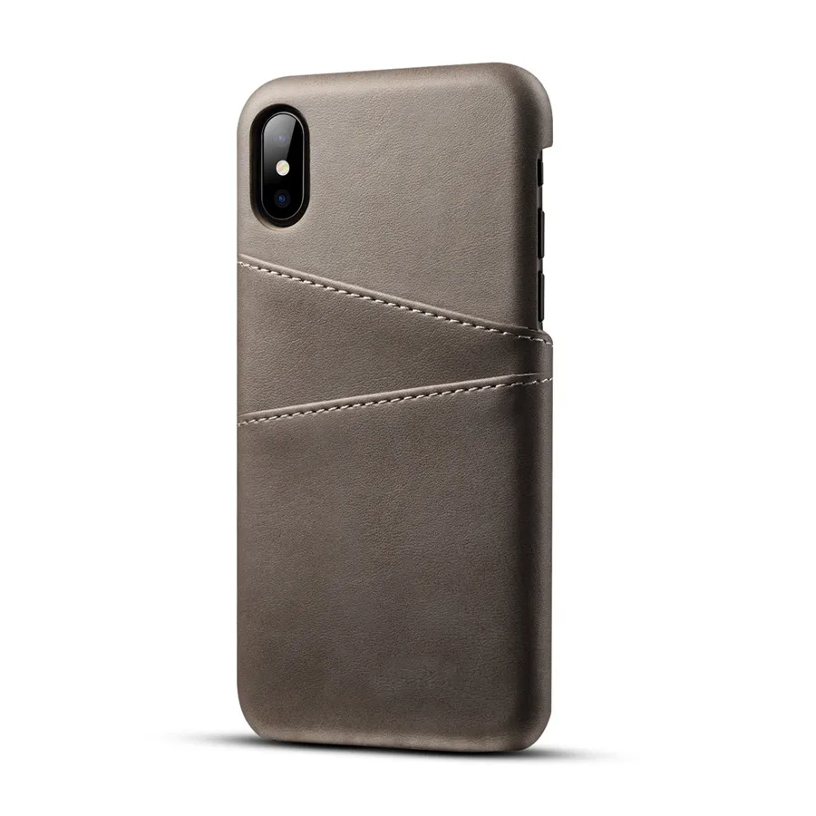 Натуральная кожа для iPhone 11 XS Max чехол X XR Ретро винтажная задняя крышка для iPhone 7 Чехол 8 чехол 6 6s Plus чехол для телефона чехол s - Цвет: Серый