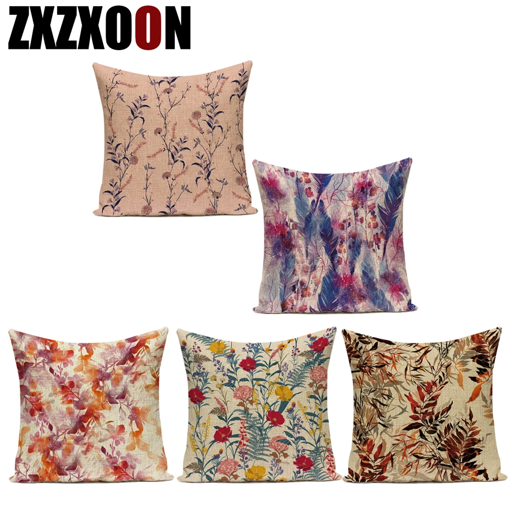 

Декоративные диванные подушки Чехол полиэстер Фотофон с цветами деревьями лист наволочки для диванных подушек Чехлы для дивана домашний Г...